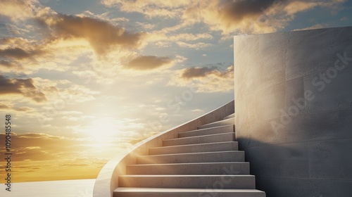 Spiral staircase in a modern building dramatic lighting emphasizing architectural beauty and depth