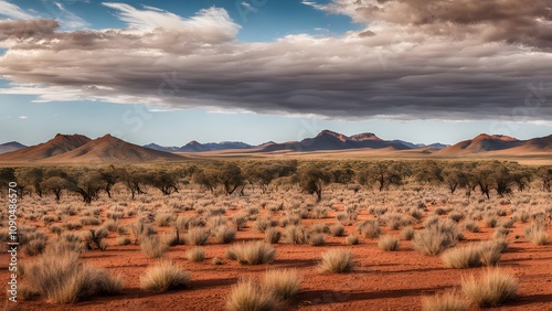 The expansive plains and native wildlife of flinders ranges red and brown tones under a bright sky, Ai Generated  photo