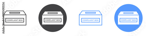 Complaint box icon flat line symbol set.