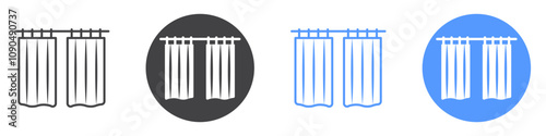 Curtains icon flat line symbol set.