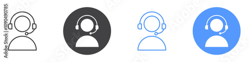 Customer support icon flat line symbol set.