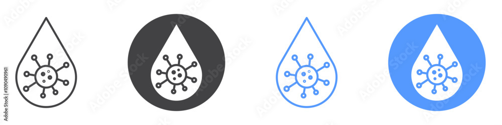 Fototapeta premium Dirty water drop icon flat line symbol set.