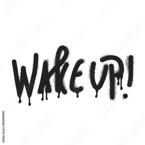Spray graffiti wakeup icon isolated on white background. graffiti wakeup icon with overspray in black on white. Vector illustration.
