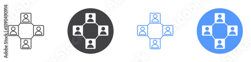 Dependency icon flat line symbol set.