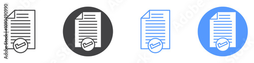 Document verification icon flat line symbol set.