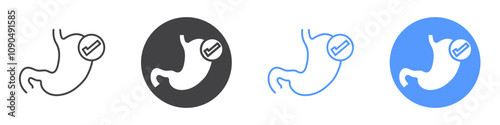 Good digestion icon flat line symbol set.