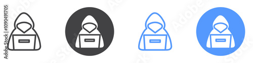 Hacker icon flat line symbol set.