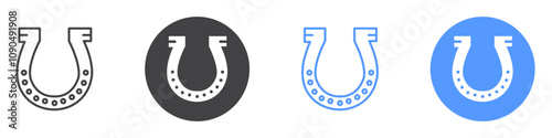 Horseshoe icon flat line symbol set.