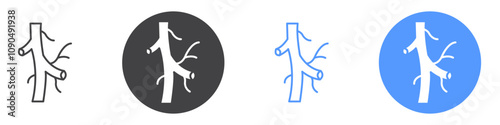 Human artery icon flat line symbol set.