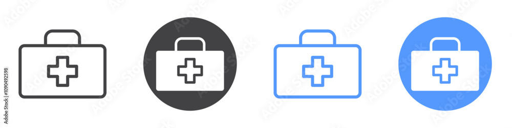 Obraz premium Medical aid kit icon flat line symbol set.