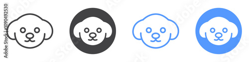 Little puppy icon flat line symbol set.