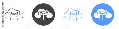 SaaS icon flat line symbol set.