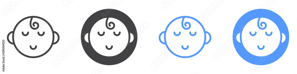 Fototapeta premium Sleeping baby icon flat line symbol set.