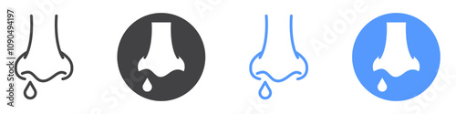 Stuffy nose icon flat line symbol set.