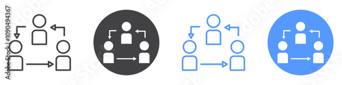 Third party icon flat line symbol set.