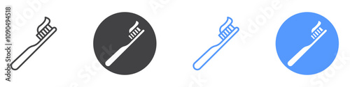Toothbrush icon flat line symbol set.