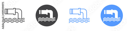 Waste water icon flat line symbol set.