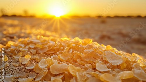 Manna flakes in a desert background