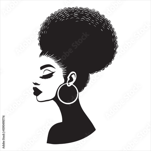 Afro lady Vector illustration - Black Curly hair Clipart Design
