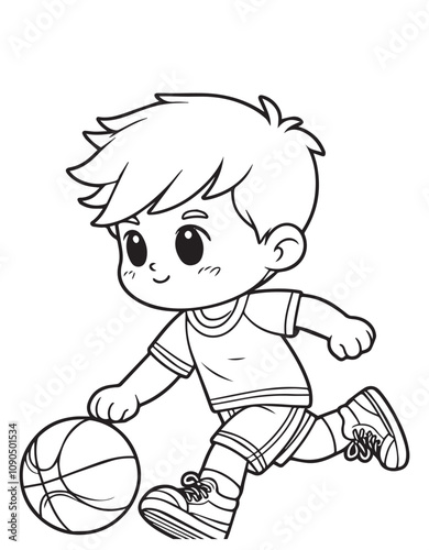 Coloring page boy and ball act