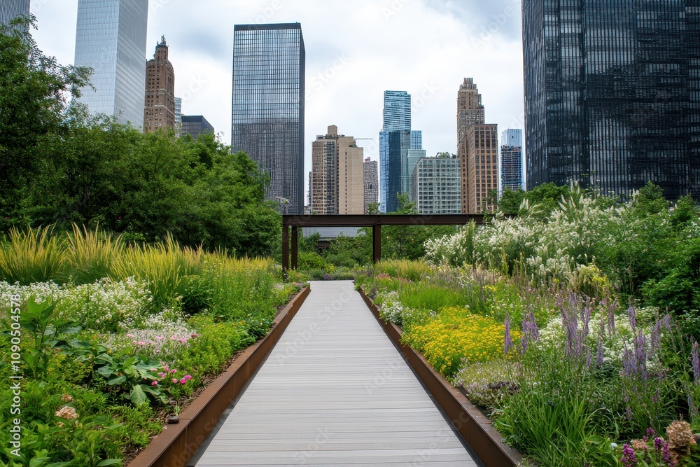 Fototapeta premium Urban Redevelopment: Revitalizing the City with Green Spaces Amidst Gentrification
