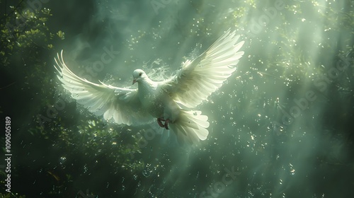 The dove released by noah in the story. AI generated