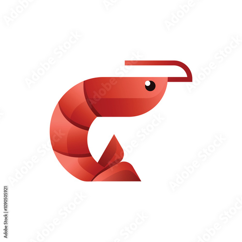 Vector logo shrimp gradient icon illustration