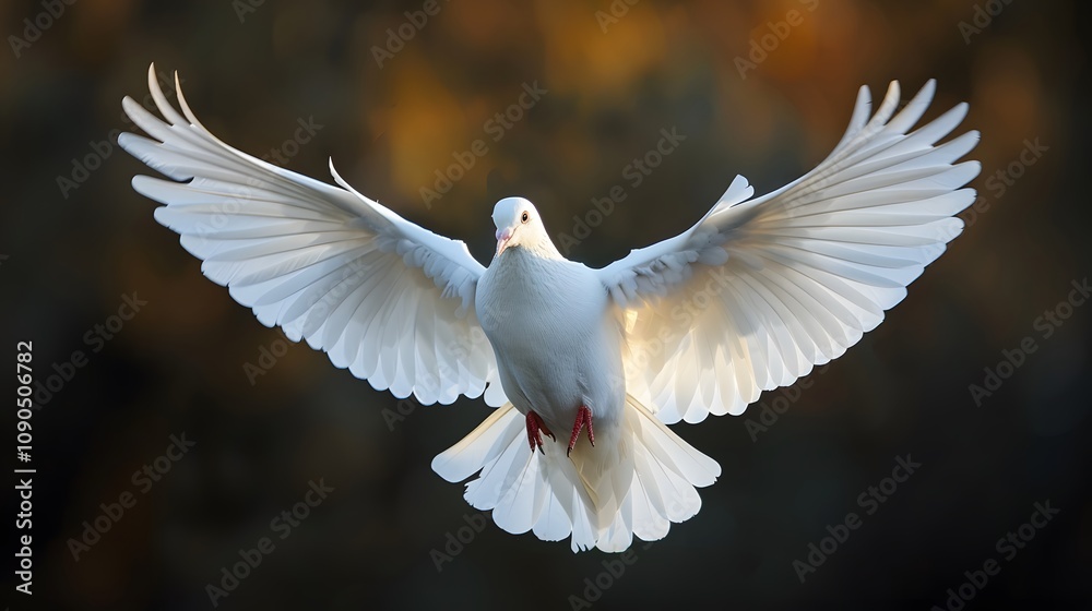 Fototapeta premium White dove symbolism in psalms and proverbs. AI generated