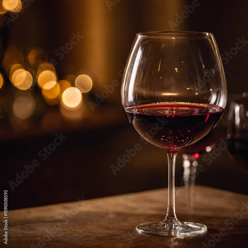 Wein - Kristallklares Glas mit edlem Wein photo