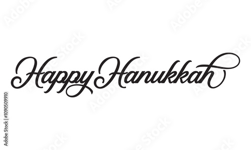 Happy Hanukkah holiday lettering calligraphy. Template for greeting card, banner, poster, invitation, flyer. isolated on white and black background. vector illustration. EPS 10