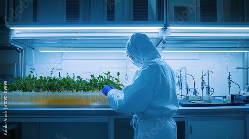 Researcher Studying Mosquito Behavior in Laboratory Setting photo