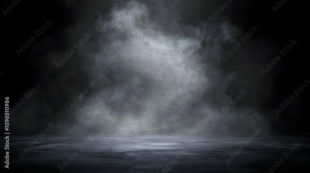 Fototapeta premium Abstract Smoke Effect on Dark Background with a Floor