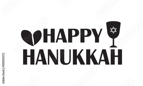 Happy Hanukkah holiday lettering calligraphy. Template for greeting card, banner, poster, invitation, flyer. isolated on white and black background. vector illustration. EPS 10