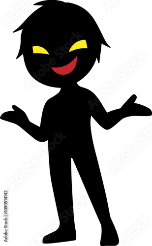 黒いシルエットの悪人イメージの素材