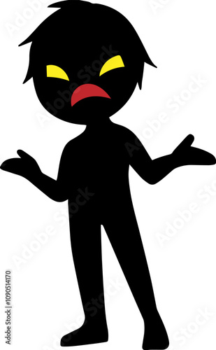 黒いシルエットの悪人イメージの素材