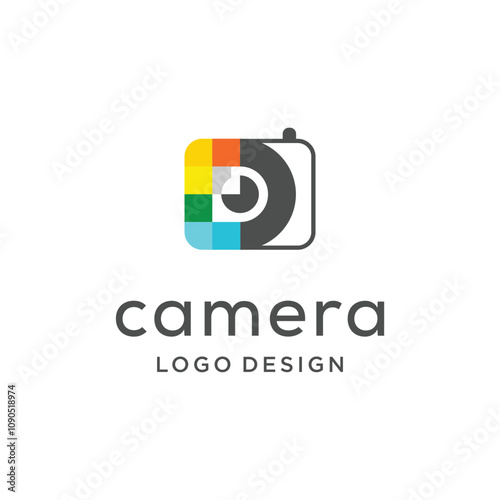 Vector illustration. Letter D photography camera template design