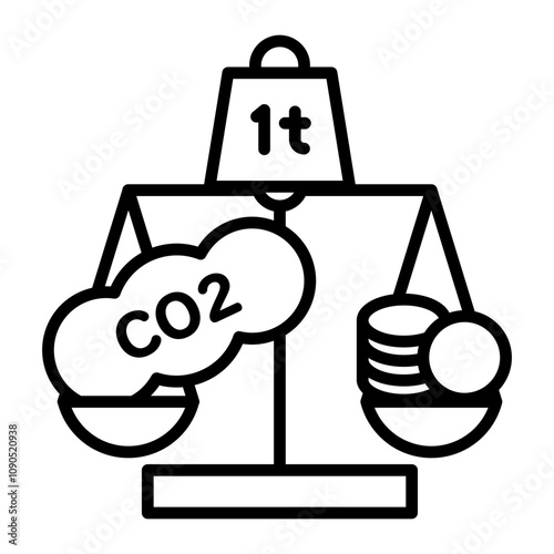 Carbon tax icon. A tax is levied on every ton of CO2.