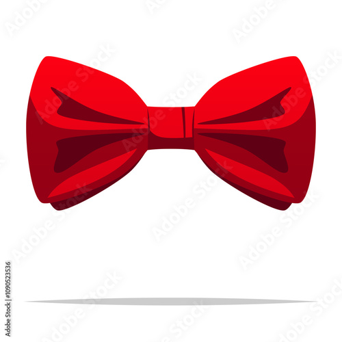 Red gentleman neck bow tie vector isolated illustration