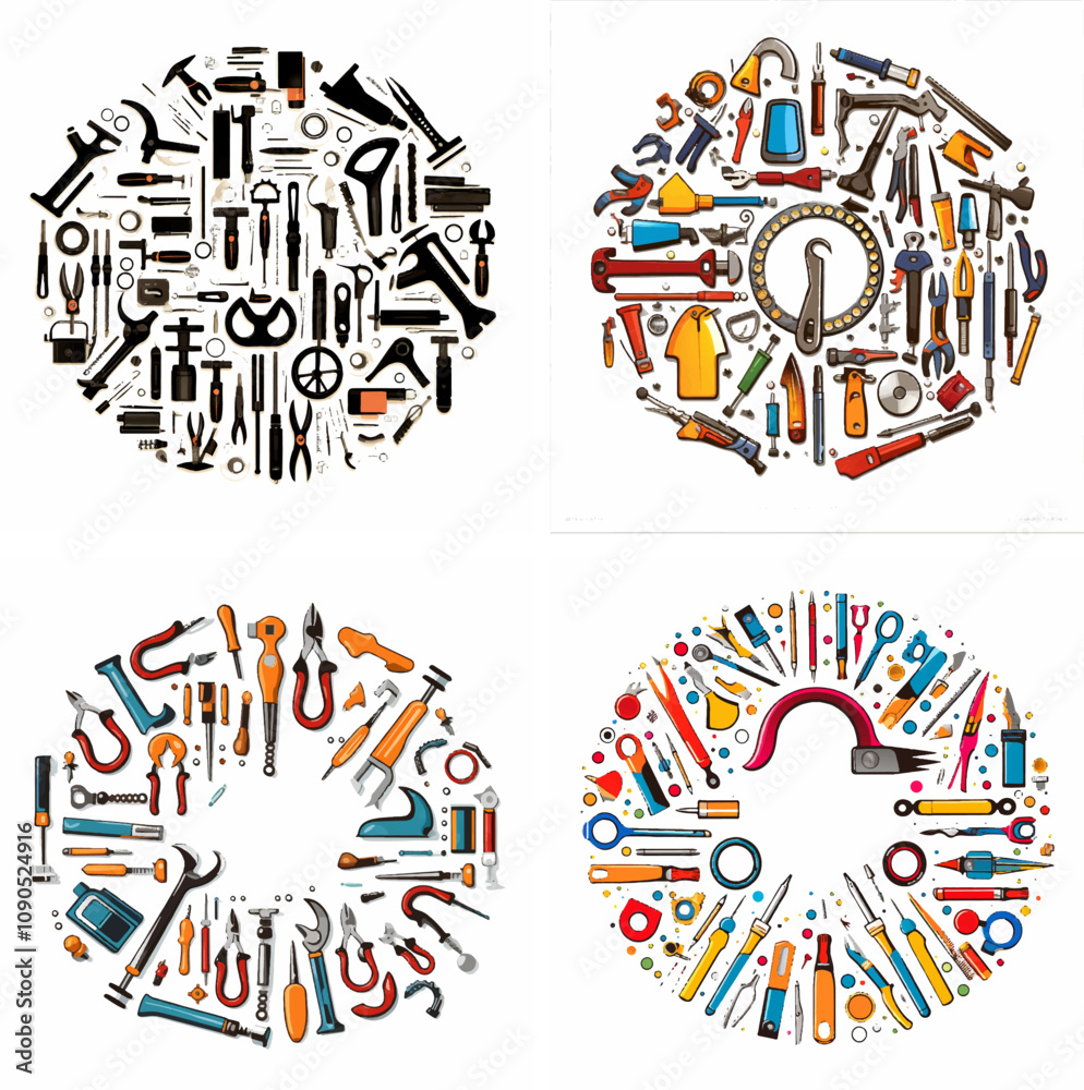 Obraz premium Tools background Tool set Workshop tools Hardware tools Construction tools Hand tools Power tools