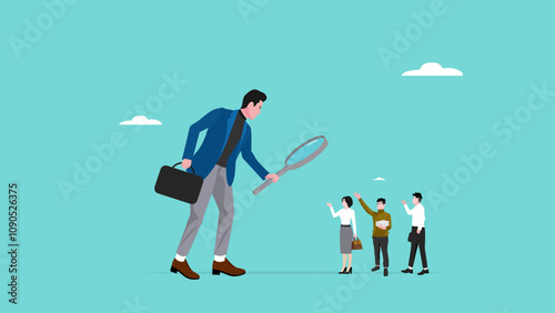 interview prospective workers or Analyze candidate, choose recruitment applicants, staff or finding right person for job concept, businessman analyzing employee or job candidates