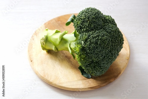 fresh broccoli green vegetable on white background	 photo