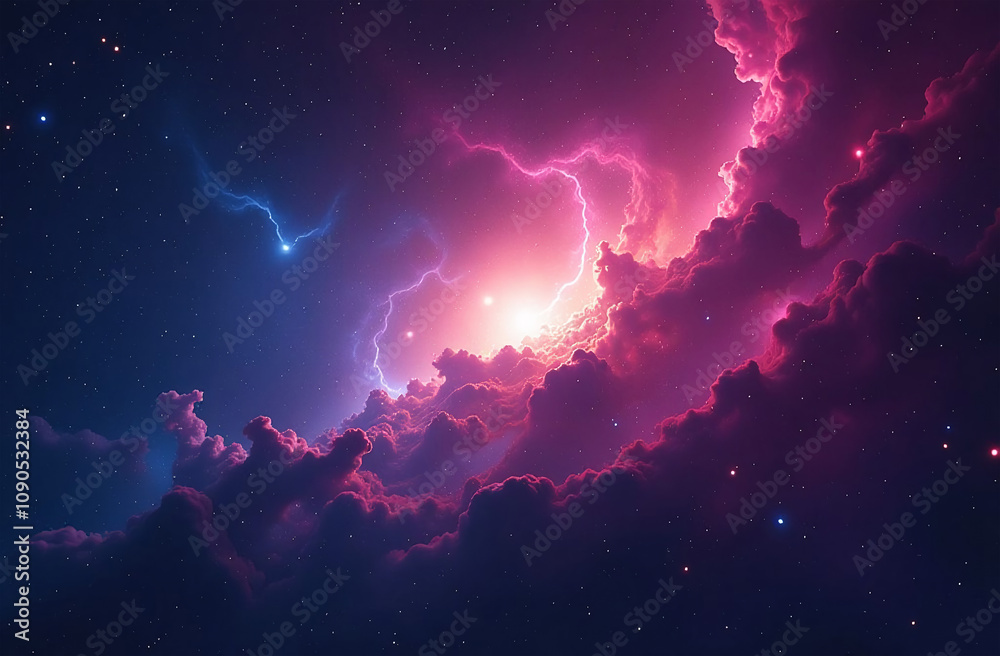 Fototapeta premium Beautiful space background with stars and nebula. 3D rendering