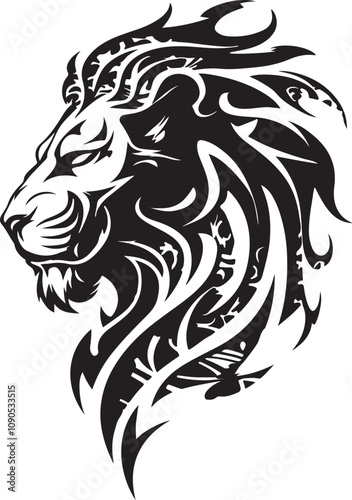 Elegant Black Lion Logo – Majestic Mammal Design photo