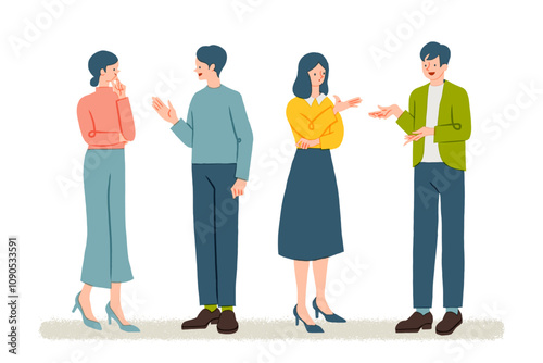 話し合いや意見交換をする男女のイラスト