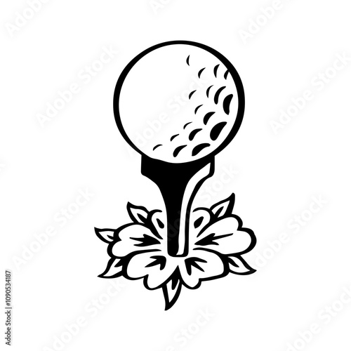 Golf Ball with Floral Ornament Design