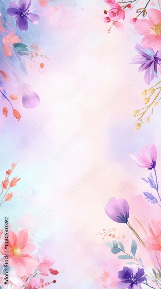 Obraz premium Beautiful Floral Background with Soft Pastel Colors and Delicate Blossoms in a Serene Artistic Design Ideal for Invitations, Greeting Cards, and Digital Artwork