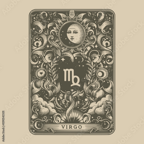 artistic virgo zodiak tarot card tattoo