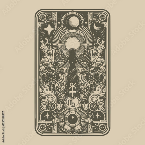 dark fantasy virgo tarot playing card tattoo