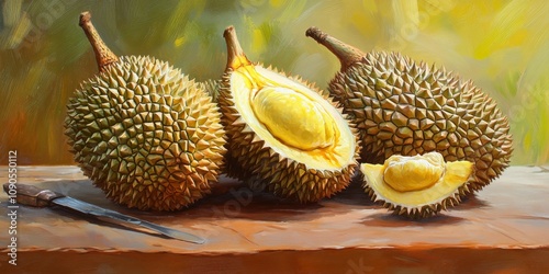 Durian is often regarded as the king of delicious fruits, celebrated for its unique flavor and creamy texture. The durian s distinct taste makes it a favorite among fruit lovers worldwide. photo