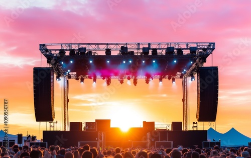 Sunset Concert Stage: A Vibrant Celebration of Music and Energy Under the Golden Hour , music festival series photo